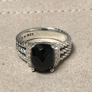 David Yurman Petite Wheaton Ring with Black Onyx and Diamonds Size: 5.75